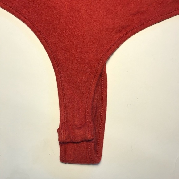 Strappy Bodysuit Rust Large Faux Wrap Thong - Picture 3 of 7